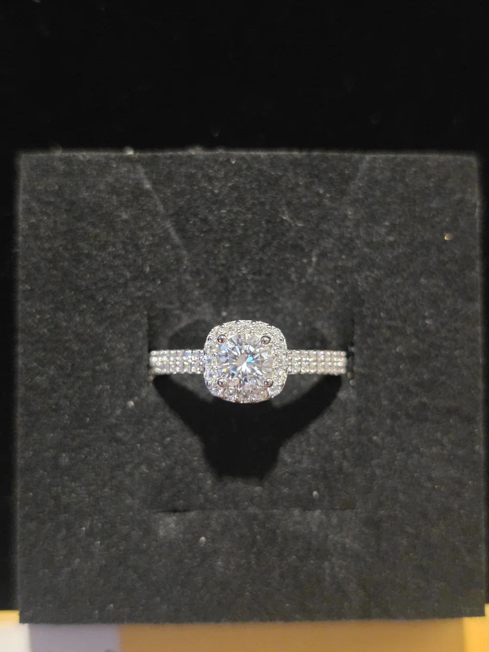Sterling Silver & Moissanite Pave Engagement Ring Sz5